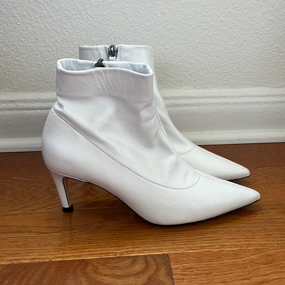 Zara White Leather Booties